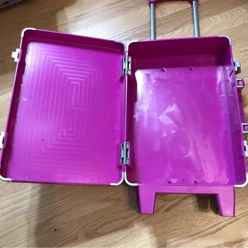 Vintage Lisa Frank Rolling Luggage Peace Sign Handle Purple Pink Rainbow